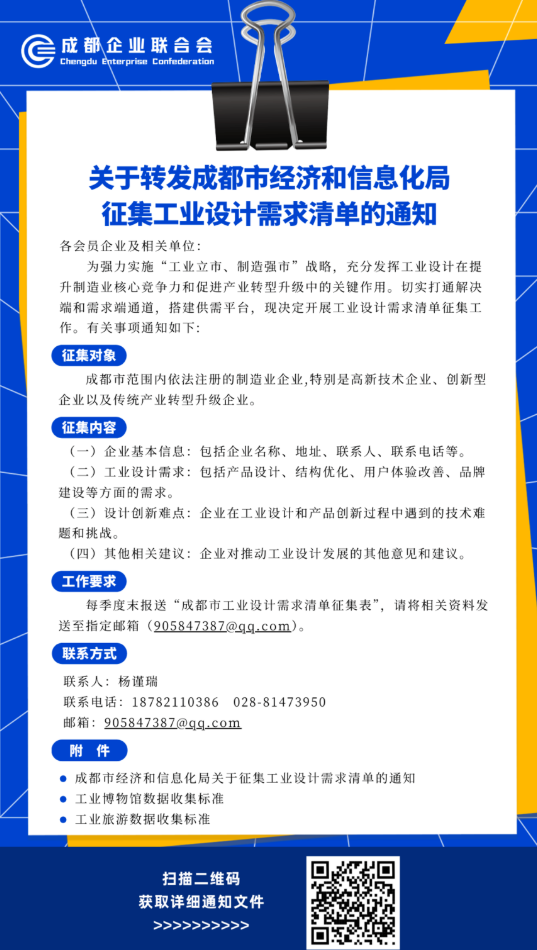 关于征集工业设计需求清单的通知